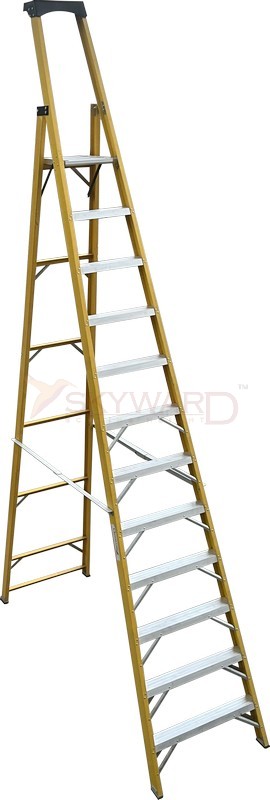 Model No. F8100 Fibreglass Ladder with Moulded Top for Electrical, Home and Commercial Access Use, Professional Insulated Ladder for Maintenance, Storage and Installation Tasks